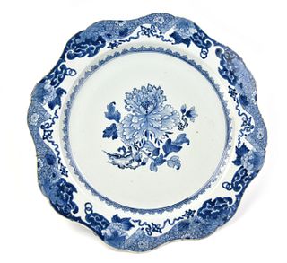 Large Chinese Blue & White Plate, Qianlong Period