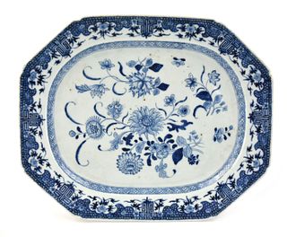 Chinese Blue and White Export Plate, Qianlong P.