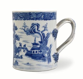 Chinese Blue & White Mug w/ Landscape ,18th C.