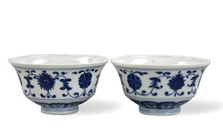 Pair of Chinese B& W Lotus Bowl, 18th C.