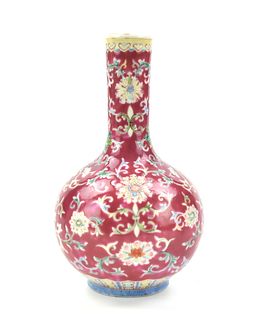 Chinese Famille Rose Globular Vase, ROC Period.
