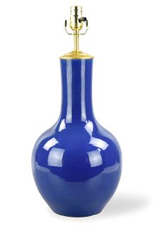 Large Chinese Blue Glazed Globular Vase,19th C.