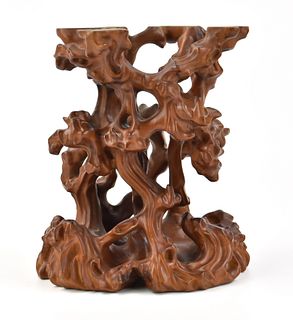 Fine Carved Chinese Boxwood Stand