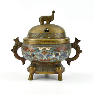 Chinese Cloisonne Tripod Incense Burner , 19th C.