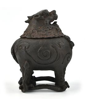 Chinese Lion Shaped Iron Censer, Qing Dynasty