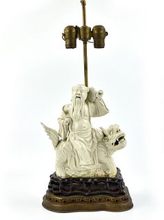 Chinese Dehua Ware "HanZhongLi"Figure Lamp, Qing D