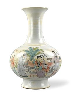 Chinese Qianjiang Glazed Vase w/ Figures, 20th C.