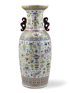Large Chinese Famille Rose Vase w/ Antiques,19th C
