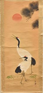 Japanese Painting Scroll of Crane