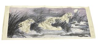 Chinese Painting, of White Tigers by "Lei YongCai"
