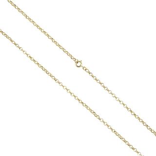 A necklace. The belcher-link chain with spring ring clasp. Length 90.5cms. Weight 11.7gms. <br><br>
