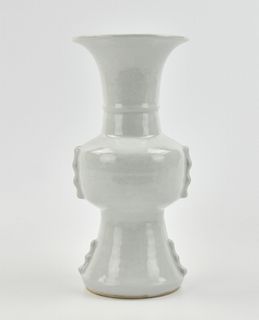 Chinese White Gu Vase w/ Incised Dragon, 19th C.