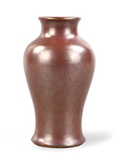 Chinese Faux-Bronze Glazed Guanyin Vase,19th C.