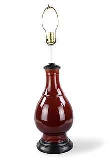 Large Chinese Red Glazed Lamp Vase, 18-19th C.