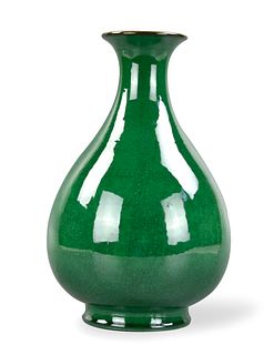Chinese Green Glazed Pear Vase, 19-20th C.