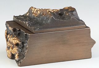 Kaj Blomquist (1939-, Finland), "Covered Desk Box," 20th c., gilt and patinated bronze, signed "KB" on one side, H.- 3 in., W.- 5 1/2 in., D.- 4 in.