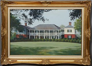 James Kendrick III (1946-2013, American/Louisiana), "Ormond Plantation," 20th c., oil on canvas, signed lower right, presented in a gilt frame, H.- 32