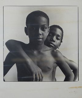 George Valentine Dureau (1930-2014, New Orleans), "Two Young Boys," 20th c., large silver gelatin photographic print, unsigned, shrink wrapped, H.- 41