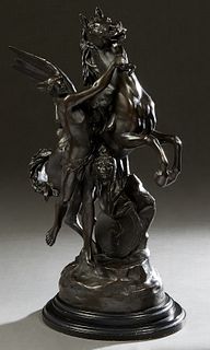 After Emile Picault (1833-1915), "Perseus & Pegasus," patinated bronze from the "Collection Francaise," with an impressed signature and "Salon des Bea
