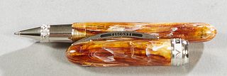 Two Visconti Van Gogh Ball Point Pens, 20th c., one in tortoise shell and one green, in original faux alligator leather fitted cases, in original boxe