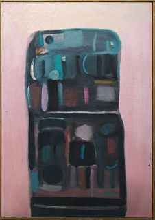 Althea Dodson Tanner (1919-2014, New Orleans), "Pink, Green and Black Abstract," 20th c., acrylic on canvas, unsigned, presented in a wood frame, H.- 