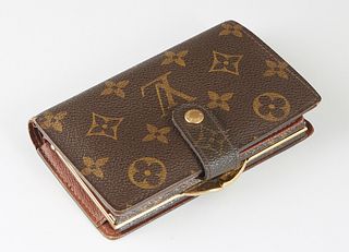 Louis Vuitton French Purse Wallet, in brown monogram coated canvas with golden brass hardware, opening to a tonal interior lining with two bill compar