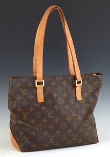 Louis Vuitton Cabas Piano Shoulder Bag, in brown monogram coated canvas in vachetta leather handles and golden brass hardware, opening to a brown canv