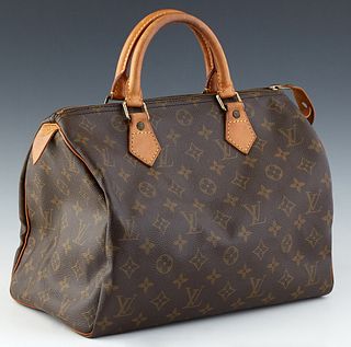 Louis Vuitton Speedy 30 Handbag, in brown monogram coated canvas with light vachetta leather accents and gold hardware, opening to a brown canvas inte