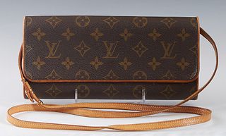Louis Vuitton Twin GM Shoulder Bag, in brown monogram coated canvas with golden brass hardware, the snap closure opening to a tan suede lined interior