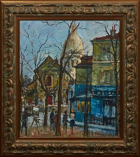 A. Gonzalez, "View of the Basilica de Sacre Coeur from Montmartre," 20th c., oil on canvas, signed lower right, presented in a gilt frame, H.- 20 3/4 