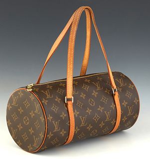 Louis Vuitton Papillon 30 Shoulder Bag, in brown monogrammed coated canvas with vachetta leather accent and golden brass hardware, opening to a brown 