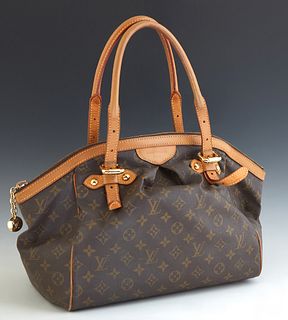 Louis Vuitton Tivoli PM Shoulder Bag, in brown monogrammed coated canvas with vachetta leather accents and gold hardware, opening to brown canvas line