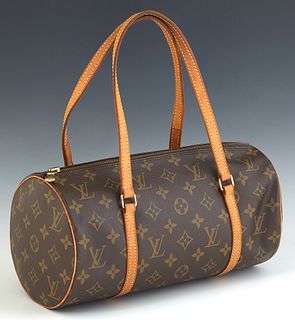 Louis Vuitton Papillon 30 Shoulder Bag, in brown monogram coated canvas with vachetta leather accents and golden brass hardware, opening to a brown co