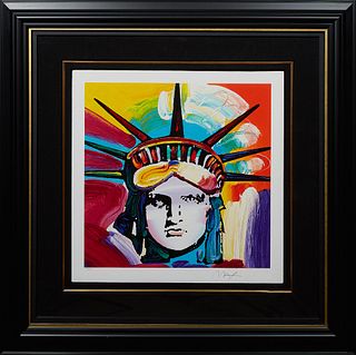 Peter Max (1937-, New York/Germany), "Liberty Head," 2016, serigraph, editioned 360/495, signed lower right in pencil, embossed with artist name and d