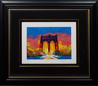 Peter Max (1937-, New York/Germany), "Brooklyn Bridge," 2017, serigraph, editioned 45/495 lower left, embossed with artist's name and date lower left,