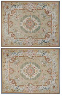 Pair of Chinese Aubusson Style Carpets, each 6' 8 x 8' 9. (2 Pcs.)
