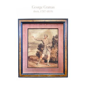 A Wondering Man, George Grattan (19th C.) Watercolor