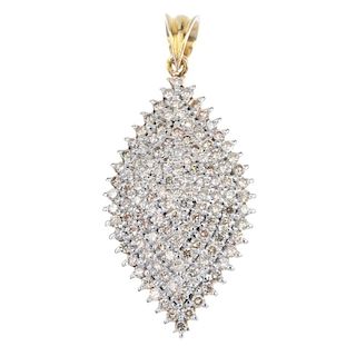 A diamond pendant. Designed as a brilliant-cut diamond marquise-shape cluster. Estimated total diamo