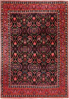 ANTIQUE PERSIAN YAZD CARPET. 12 ft 6 in x 8 ft 7 in (3.81 m x 2.62 m).