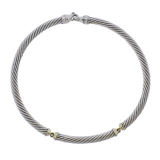 David Yurman 14k Gold Silver Cable Necklace