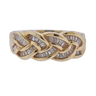 14k Gold Diamond Braided Ring