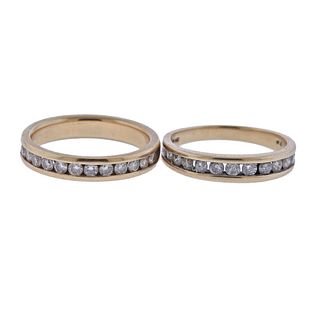 14k Gold Diamond Wedding Band Ring Lot