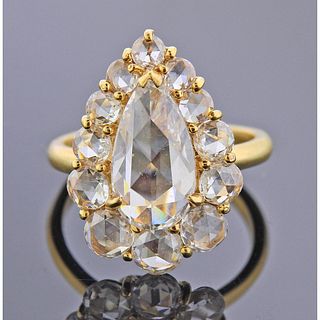 18k Gold Rose Cut Diamond Ring 