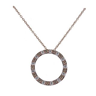 Kallati Rose Gold Diamond Circle Pendant Necklace