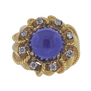 1960s 18k Gold Diamond Star Sapphire Ring