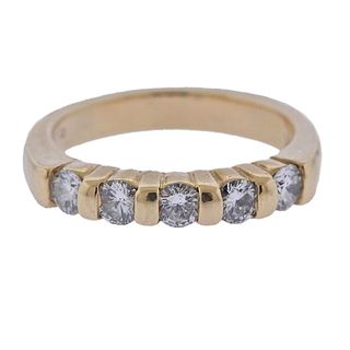14k Gold Diamond Five Stone Ring