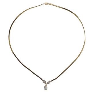 14k Gold Italian Diamond Necklace Pendant 