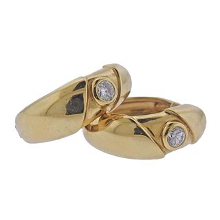 18k Gold Diamond Hoop Earrings