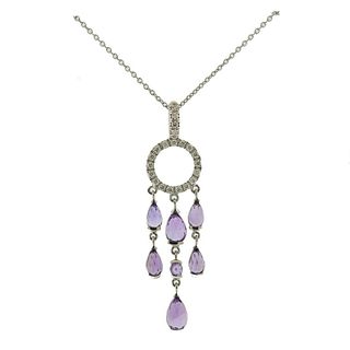 Mimi Milano 18K Gold Amethyst Diamond Drop Necklace