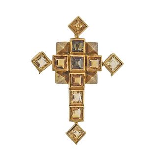 Antonio Bernardo 18k Gold Citrine Cross Pendant